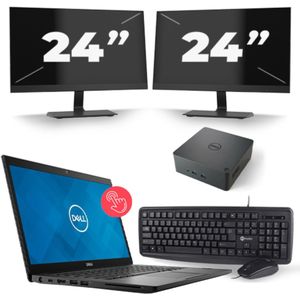 Dell Latitude 7490 - Intel Core i7-8e Generatie - 14 inch - Touch - 16GB RAM - 256GB SSD - Windows 11 + 2x 24 inch Monitor Zichtbaar gebruikt