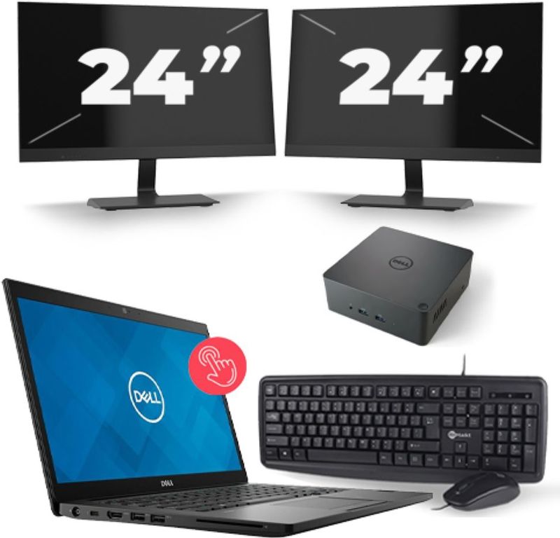 Dell Latitude 7490 - Intel Core i7-8e Generatie - 14 inch - Touch - 16GB RAM - 256GB SSD - Windows 11 + 2x 24 inch Monitor Zichtbaar gebruikt