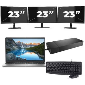 Dell Inspiron 15 3525 - AMD Ryzen 7 5825U - 15 inch - 16GB RAM - 256GB SSD - Windows 11 Home + 3x 23 inch Monitor Nette Staat