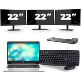 HP ProBook 440 G7 - Intel Core i5-10e Generatie - 14 inch - 8GB RAM - 256GB SSD - Windows 11 + 3x 22 inch Monitor Zichtbare schade