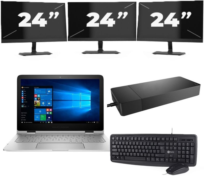 Lenovo Thinkpad E14 G2 - Intel Core i5-11e Generatie - 14 inch - 16GB RAM - 256GB SSD - Windows 11 Home + 3x 24 inch Monitor Zichtbare schade