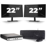 HP EliteDesk 800 G3 USFF - Intel Core i5-6e Generatie - 8GB RAM - 256GB SSD - Windows 11 + 2x 22 inch Monitor Nette Staat