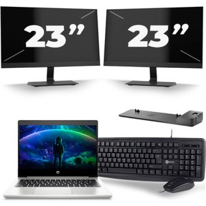 HP ProBook 430 G6 - Intel Core i5-8e Generatie - 13 inch - 16GB RAM - 256GB SSD - Windows 11 + 2x 23 inch Monitor Zichtbaar gebruikt