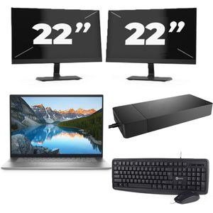 Dell Inspiron 16 5625 - AMD Ryzen 7 5825U - 16 inch - 16GB RAM - 256GB SSD - Windows 11 Home + 2x 22 inch Monitor Nette Staat