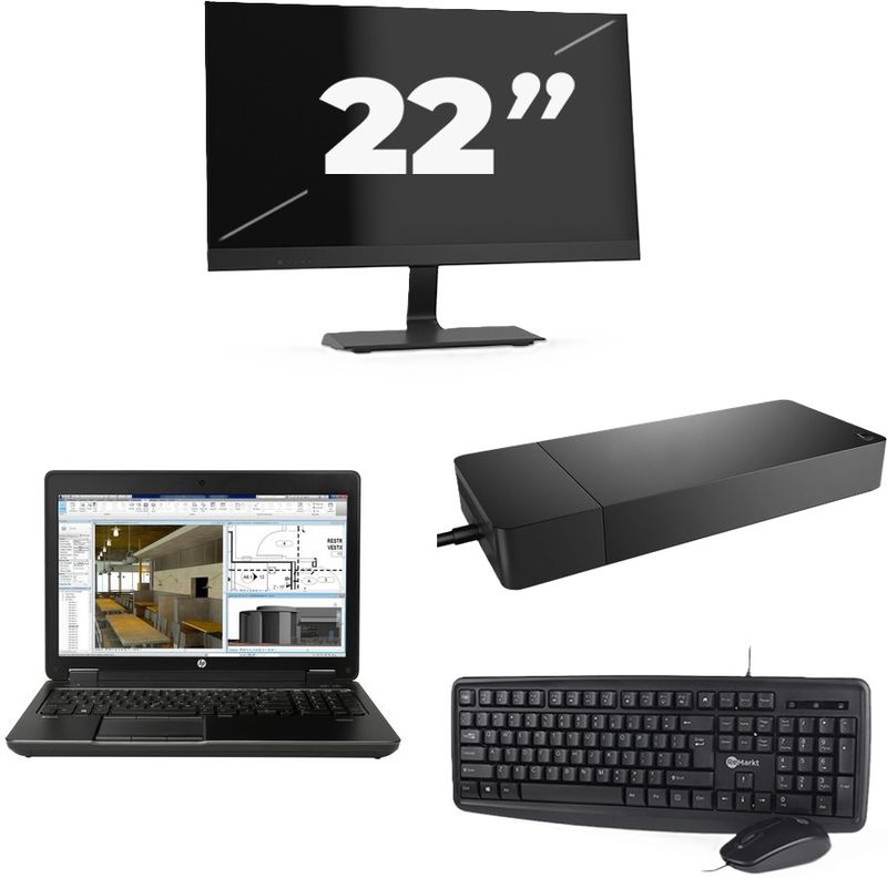 HP ZBook 15 G2 - Intel Core i7-4e Generatie - 15 inch - 16GB RAM - 256GB SSD - Windows 11 + 1x 22 inch Monitor Zichtbare schade