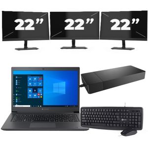 Dynabook Dynabook Tecra A40-G - Intel Core i3-8e Generatie - 14 inch - 8GB RAM - 256GB SSD - Windows 11 Home + 3x 22 inch Monitor Nette Staat