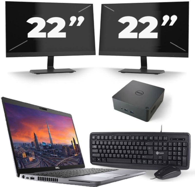 Dell Precision 3550 - Intel Core i7-10e Generatie - 15 inch - 16GB RAM - 256GB SSD - Windows 11 + 2x 22 inch Monitor Zichtbaar gebruikt