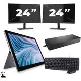 Dell Latitude 7210 - Intel Core i7-10e Generatie - 12 inch - Touch - 16GB RAM - 256GB SSD - Windows 11 Home + 2x 24 inch Monitor Zichtbaar gebruikt