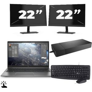 HP ZBook Firefly 14 G8 - Intel Core i7-11e Generatie - 14 inch - Touch - 16GB RAM - 256GB SSD - Windows 11 Home + 2x 22 inch Monitor Zichtbaar gebruikt