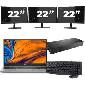 Dell Latitude 3320 - Intel Core i3-11e Generatie - 14 inch - 4GB RAM - 256GB SSD - Windows 11 Home + 3x 22 inch Monitor Nette Staat