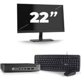 HP EliteDesk 800 G2 USFF - Intel Core i7-6e Generatie - 16GB RAM - 256GB SSD - Windows 11 + 1x 22 inch Monitor Nette Staat