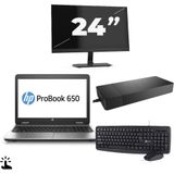 HP ProBook 650 G2 - Intel Core i5-6e Generatie - 15 inch - Touch - 8GB RAM - 256GB SSD - Windows 11 Home + 1x 24 inch Monitor Zichtbaar gebruikt