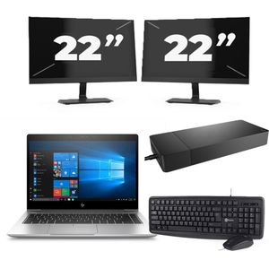 HP EliteBook x360 830 G7 - Intel Core i5-10e Generatie - 13 inch - 16GB RAM - 256GB SSD - Windows 11 Home + 2x 22 inch Monitor Zichtbaar gebruikt