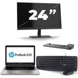 HP ProBook 650 G3 - Intel Core i7-7e Generatie - 15 inch - 16GB RAM - 256GB SSD - Windows 11 + 1x 24 inch Monitor Zichtbaar gebruikt