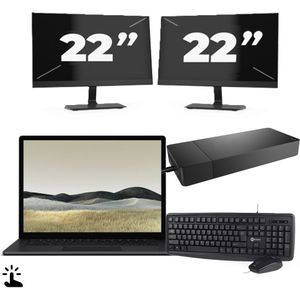 Microsoft Surface Laptop 3 - Intel Core i7-10e Generatie - 15 inch - Touch - 16GB RAM - 256GB SSD - Windows 11 Home + 2x 22 inch Monitor Nette Staat