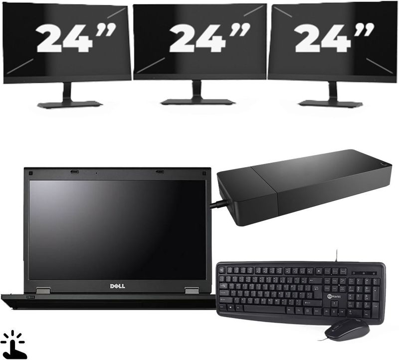 Fujitsu Lifebook E5510 - Intel Core i7-10e Generatie - 15 inch - Touch - 16GB RAM - 256GB SSD - Windows 11 Home + 3x 24 inch Monitor Zichtbaar gebruikt