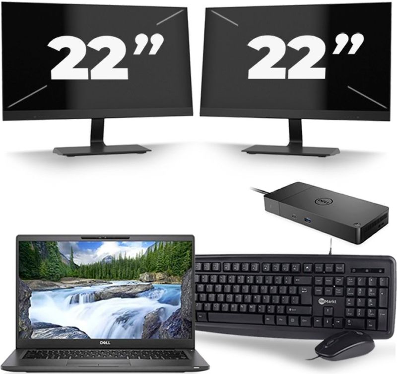 Dell Latitude 7420 - Intel Core i5-11e Generatie - 14 inch - 16GB RAM - 256GB SSD - Windows 11 Home + 2x 22 inch Monitor Nette Staat