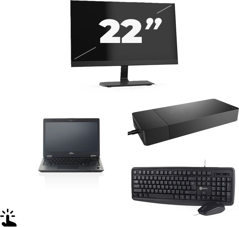 Fujitsu LifeBook U727 - Intel Core i7-7e Generatie - 12 inch - Touch - 16GB RAM - 256GB SSD - Windows 11 + 1x 22 inch Monitor Zichtbare schade