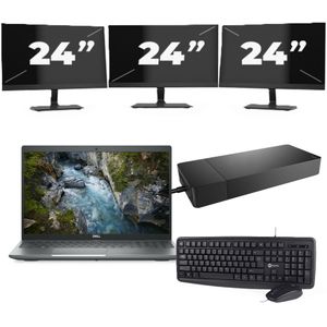 Dell Vostro 3591 - Intel Core i5-10e Generatie - 15 inch - 16GB RAM - 256GB SSD - Windows 11 Home + 3x 24 inch Monitor Nette Staat