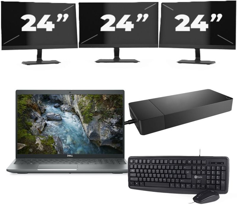 Dell Vostro 3591 - Intel Core i5-10e Generatie - 15 inch - 16GB RAM - 256GB SSD - Windows 11 Home + 3x 24 inch Monitor Nette Staat