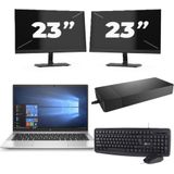HP EliteBook 830 G7 - Intel Core i7-10e Generatie - 13 inch - 16GB RAM - 256GB SSD - Windows 11 + 2x 23 inch Monitor Nette Staat