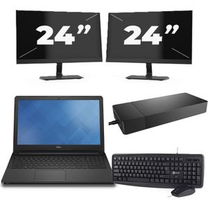 Dell Vostro 15-3568 - Intel Core i3-7e Generatie - 15 inch - 8GB RAM - 256GB SSD - Windows 11 Home + 2x 24 inch Monitor Zichtbare schade