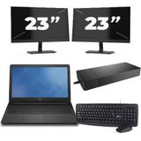 Dell Vostro 15-3568 - Intel Core i3-7e Generatie - 15 inch - 8GB RAM - 256GB SSD - Windows 11 Home + 2x 23 inch Monitor Zichtbare schade