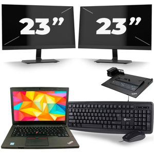 Lenovo ThinkPad L470 - Intel Core i5-7e Generatie - 14 inch - 8GB RAM - 256GB SSD - Windows 11 + 2x 23 inch Monitor Zichtbaar gebruikt