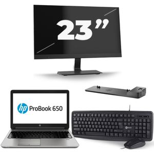 HP ProBook 650 G3 - Intel Core i7-7e Generatie - 15 inch - 16GB RAM - 256GB SSD - Windows 11 + 1x 23 inch Monitor Nette Staat