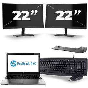 HP ProBook 450 G1 - Intel Core i5-4e Generatie - 15 inch - 8GB RAM - 256GB SSD - Windows 11 + 2x 22 inch Monitor Nette Staat
