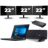 Dell Latitude E5470 - Intel Core i5-6e Generatie - 14 inch - 8GB RAM - 256GB SSD - Windows 11 + 3x 22 inch Monitor Zichtbaar gebruikt