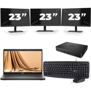 Dell Latitude 5401 - Intel Core i5-9e Generatie - 14 inch - 16GB RAM - 256GB SSD - Windows 11 + 3x 23 inch Monitor Nette Staat