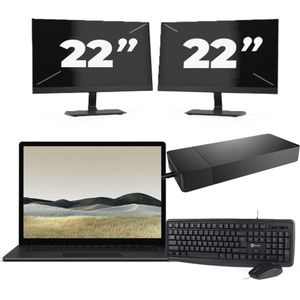 Microsoft Surface Laptop 3 - Intel Core i5-10e Generatie - 13 inch - 16GB RAM - 256GB SSD - Windows 11 Home + 2x 22 inch Monitor Nette Staat