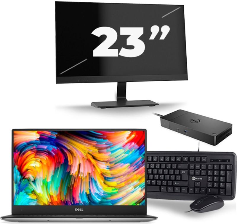 Dell XPS 13 9360 - Intel Core i5-7e Generatie - 13 inch - 8GB RAM - 256GB SSD - Windows 11 Home + 1x 23 inch Monitor Zichtbare schade