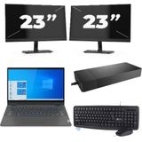 Lenovo IdeaPad Flex 5 14ITL05 - Intel Core i3-11e Generatie - 14 inch - 16GB RAM - 256GB SSD - Windows 11 Home + 2x 23 inch Monitor Zichtbaar gebruikt