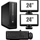 HP ProDesk 600 G1 SFF - Intel Pentium G3220 - 4GB - 500GB HDD + Dual 2x 24'' Widescreen LCD - Win 10