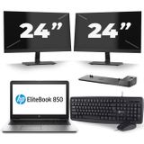 HP EliteBook 850 G3 - Intel Core i7-6e Generatie - 15 inch - 16GB RAM - 512GB SSD - Windows 11 + 2x 24 inch Monitor Zichtbare schade