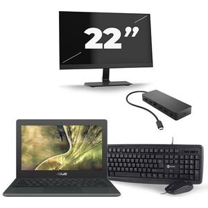 Asus C204M - Intel Celeron N4000 - 11 inch - 4GB RAM - 32GB SSD - Windows 11 Home + 1x 22 inch Monitor Zichtbare schade