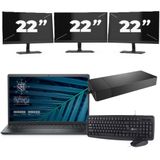 Dell Vostro 15 3510 - Intel Core i5-11e Generatie - 15 inch - 16GB RAM - 256GB SSD - Windows 11 Home + 3x 22 inch Monitor Zichtbaar gebruikt