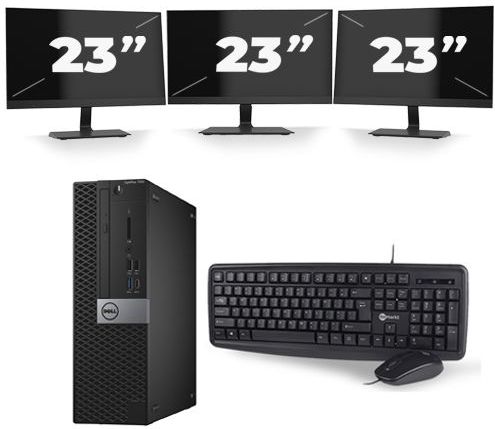 Dell Optiplex 7040 Micro Tower - Intel Core i5-6e Generatie - 8GB RAM - 256GB SSD - Windows 11 + 3x 23 inch Monitor Nette Staat