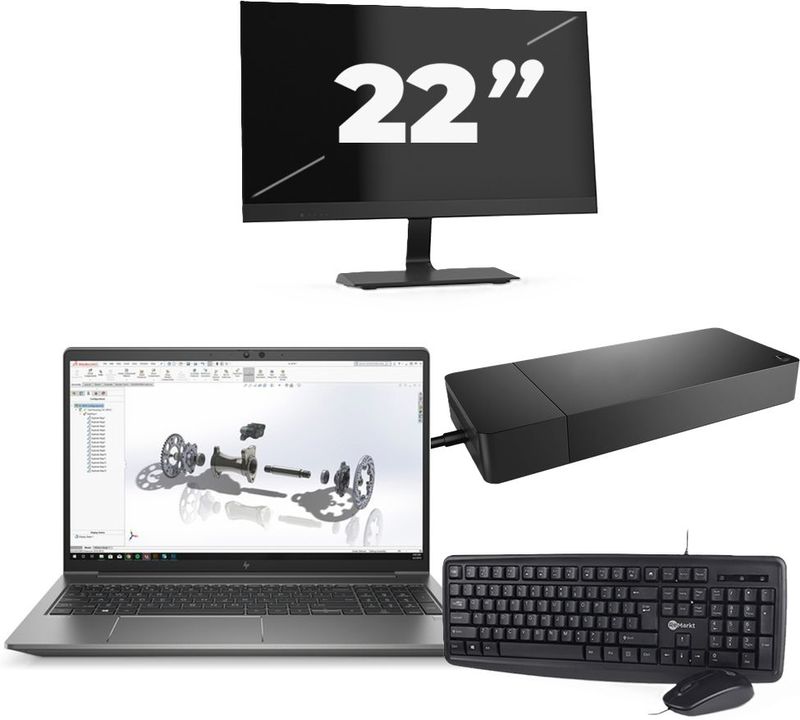 HP ZBook Power G8 - Intel Core i7-11e Generatie - 15 inch - 16GB RAM - 256GB SSD - Windows 11 + 1x 22 inch Monitor Zichtbare schade