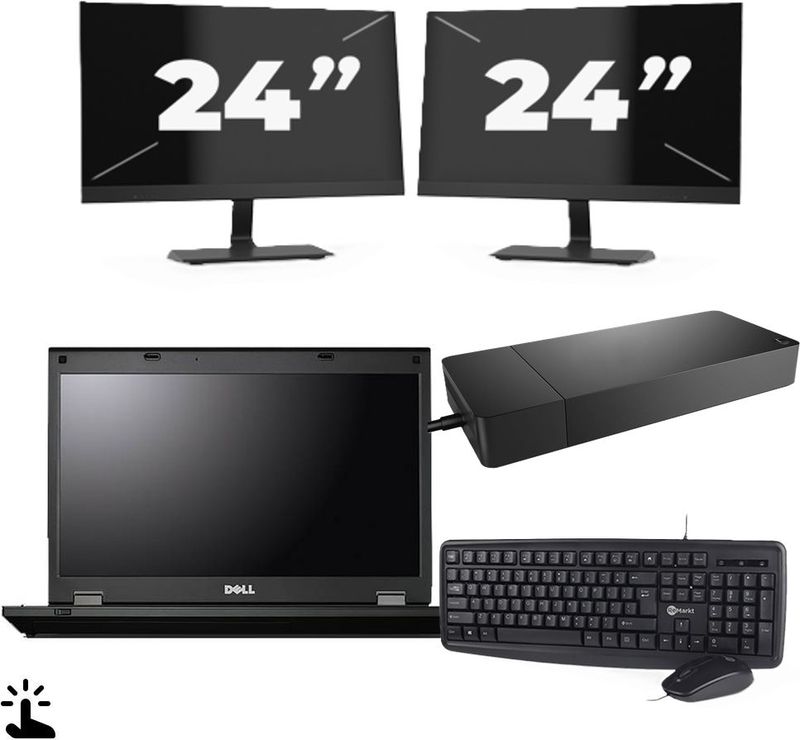 Fujitsu Lifebook E5510 - Intel Core i7-10e Generatie - 15 inch - Touch - 16GB RAM - 256GB SSD - Windows 11 Home + 2x 24 inch Monitor Zichtbaar gebruikt