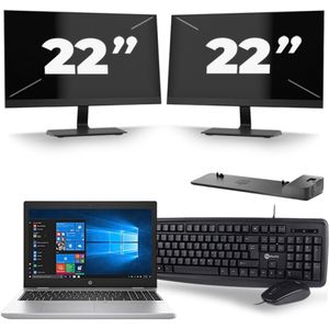 HP ProBook 650 G5 - Intel Core i5-8e Generatie - 15 inch - 16GB RAM - 256GB SSD - Windows 11 + 2x 22 inch Monitor Zichtbaar gebruikt