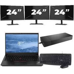 Lenovo ThinkPad E14 - Intel Core i3-10e Generatie - 14 inch - 16GB RAM - 256GB SSD - Windows 11 + 3x 24 inch Monitor Zichtbare schade
