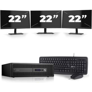 HP ProDesk 600 G2 SFF - Intel Core i5-6e Generatie - 8GB RAM - 256GB SSD - Windows 11 + 3x 22 inch Monitor Nette Staat