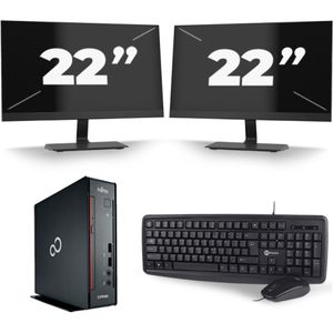 Fujitsu Esprimo Q556 USFF - Intel Core i7-6e Generatie - 16GB RAM - 256GB SSD - Windows 11 + 2x 22 inch Monitor Nette Staat