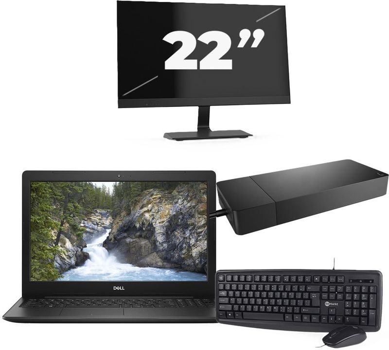 Dell Vostro 3580 - Intel Core i3-8e Generatie - 15 inch - 8GB RAM - 256GB SSD - Windows 11 Home + 1x 22 inch Monitor Nette Staat