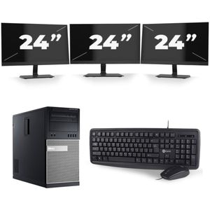 Dell Optiplex 7020 Micro Tower - Intel Core i5-4e Generatie - 8GB RAM - 256GB SSD - Windows 10 + 3x 24 inch Monitor Nette Staat