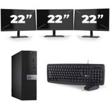 Dell Optiplex 3070 SFF - Intel Core i5-8e Generatie - 16GB RAM - 256GB SSD - Windows 11 + 3x 22 inch Monitor Nette Staat