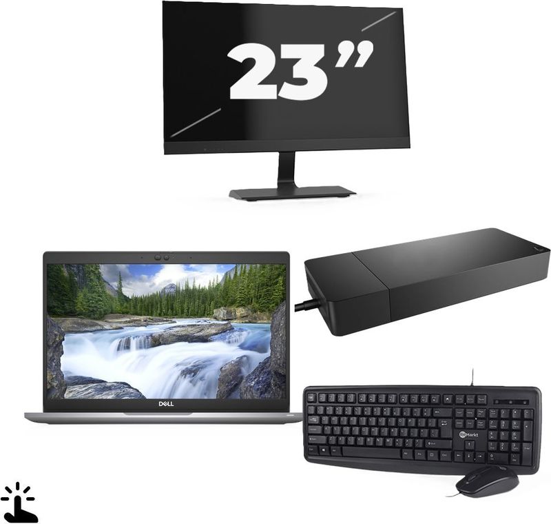 Dell Latitude 5320 - Intel Core i5-11e Generatie - 13 inch - Touch - 16GB RAM - 256GB SSD - Windows 11 Home + 1x 23 inch Monitor Zichtbaar gebruikt